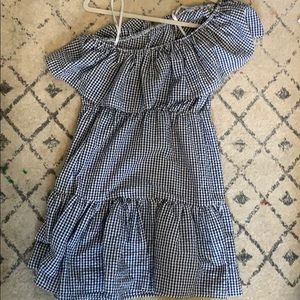 One shoulder gingham dress